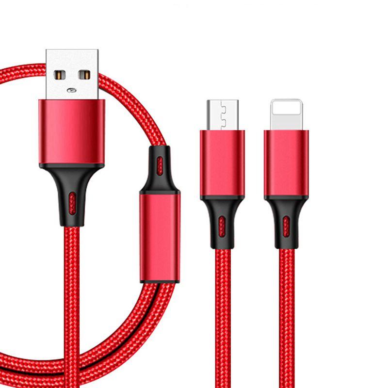 Durable Handset Data Line Double Metal Woven Nylon Data Cable For Apple And Android Devices