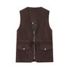 European and American Style Suede Texture Vest and Midi Skirt Set - Autumn Collection