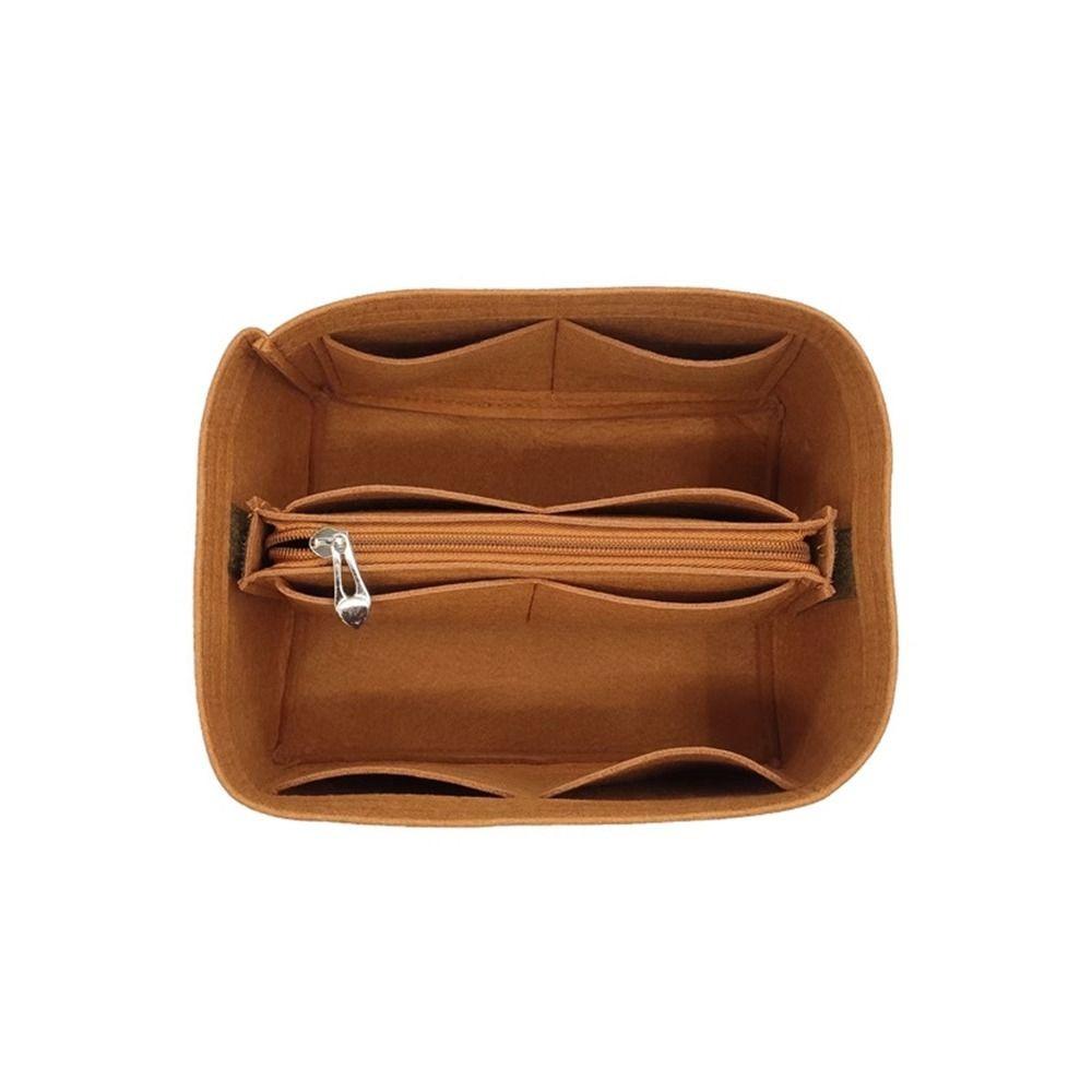 

Multi-Pocket Bag Organizer for Rally movement Bag Bucket Bag Insert Bag Felt Purse Handbag Liner Bag for Picotin18/22 20x16x11cm коричневий