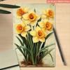 Vintage Yellow Daffodil Metal Sign, Flat Floral Wall Art with Green Leaves, Home Office Hallway Decor, 7.87x11