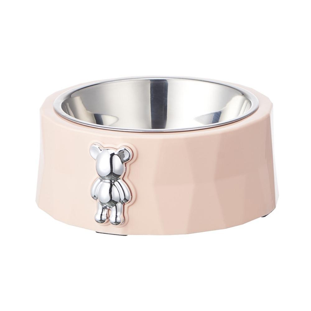 Detachable Pet Food Dispenser Stainless Steel Pet Feeding Basin Anti Knock Bear Pet Bowl  Dogs Cats