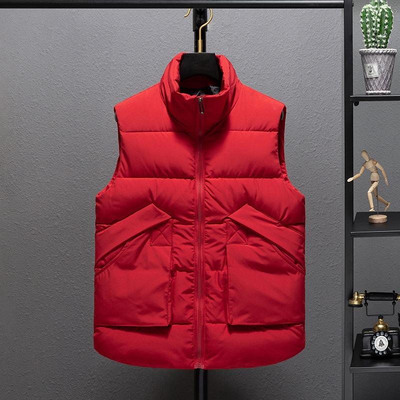 

Осенне-зимний мужской хлопковый жилет в стиле милитари большого размера, терможилет, универсальная куртка, модный жилет со стойкой, однотонный жилет 6XL (180-97.5 kg) красный