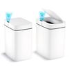 M-Modern-2PCS Bathroom Trash Can With Lid Smart Automatic Touchless Garbage Can Slim Motion Sensor Waterproof Trash Bin White