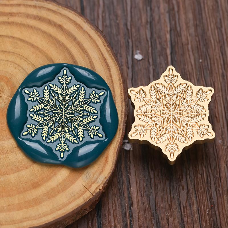 Stamp Christmas Series Relief Lacquer Seal Header Snowflake Deer Brass Carving Hand Diy Copper Head
