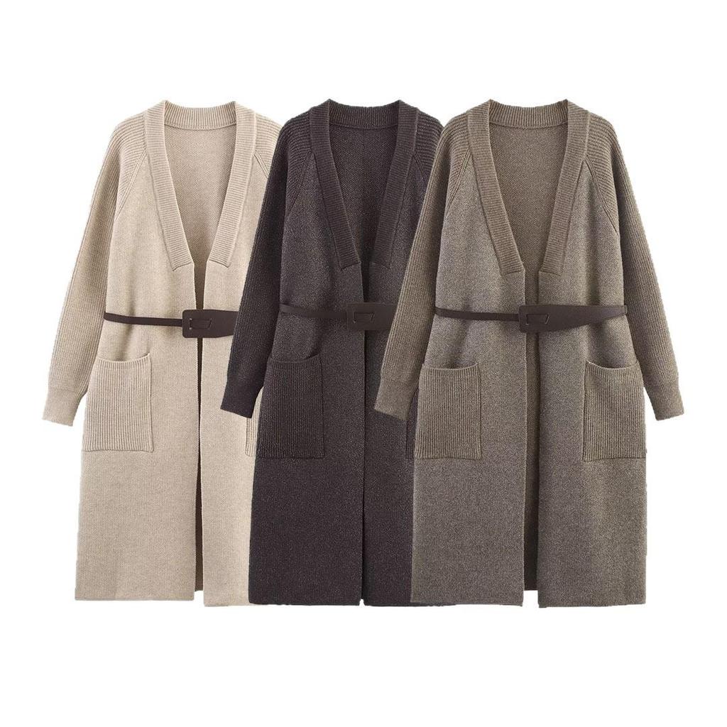 2025 Autumn Women's Stylish European & American Knit Coat with Belt