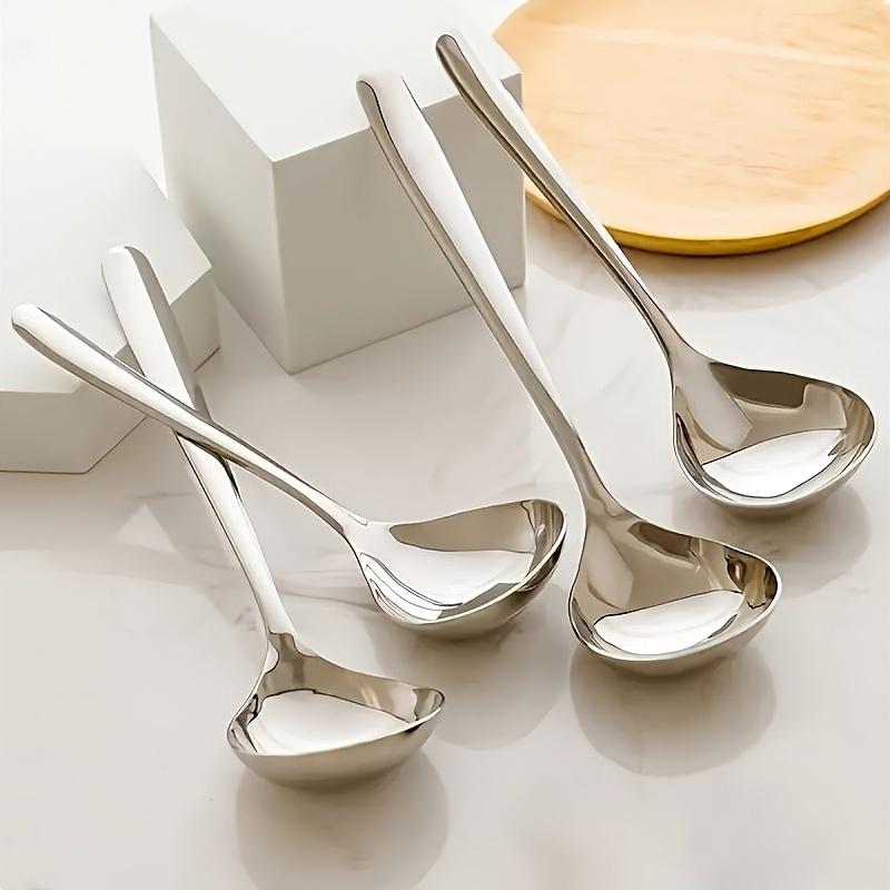 1pc  Heavy-Duty Stainless Steel Serving Spoons Rust-Resistant,Long Handle For Easy Kitchen Use With Soup,Porridge