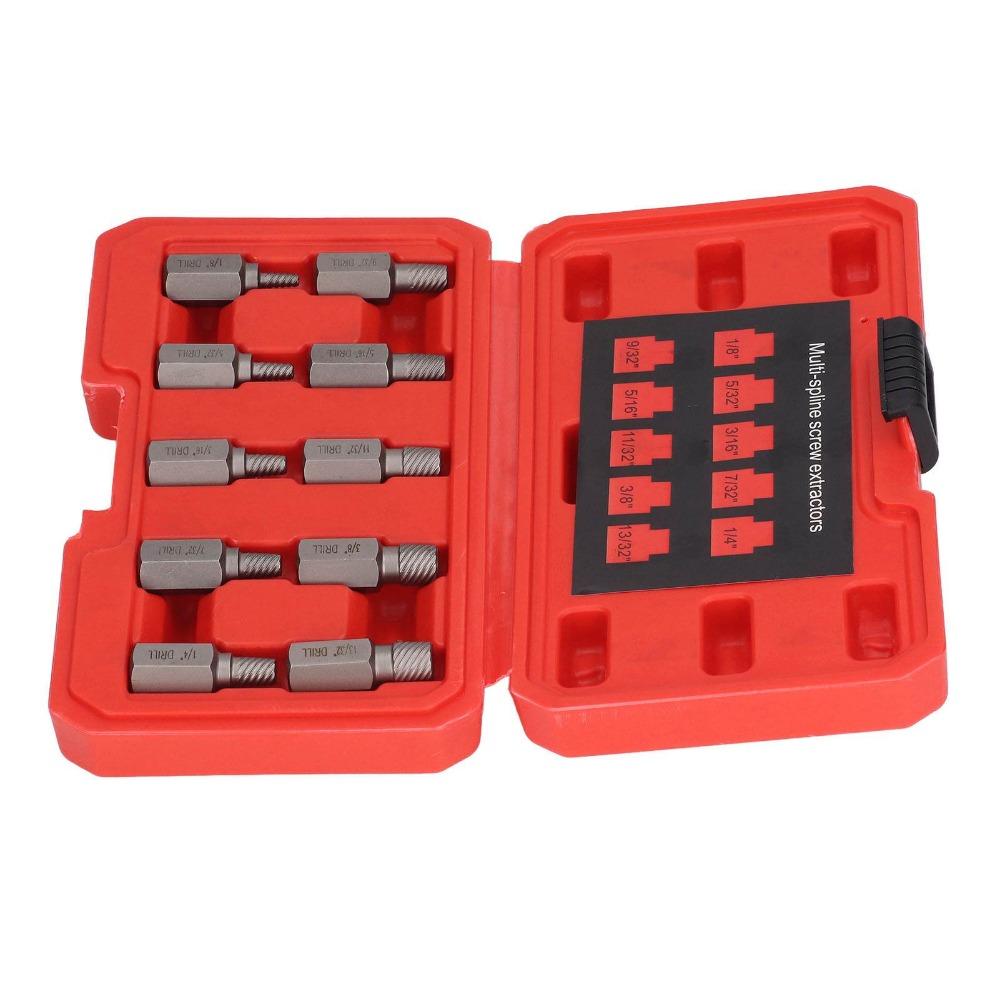 10pcs Multi Spline Broken Screw Removal Tool Bolt Extraction Tool  For Stripped Screws