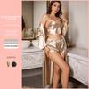 Spring and Summer 3PCS Sexy Women Pajamas Ladies Nightgowns Satin Robes Nightdress Sling and Short Women Robe