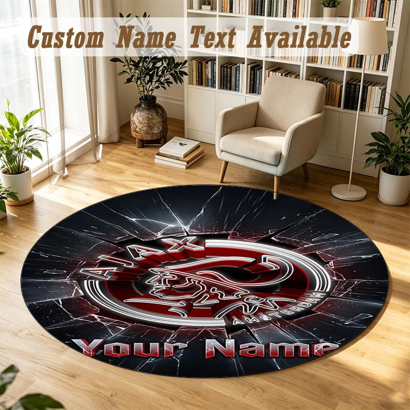 Round Rug Custom NameAjax Amsterdam Pattern Non Slip Carpet Home Floor Decor