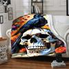 1pc Skull Raven Lightweight Flannel Blanket, Comfortable and Warm Blanket, for Office and Camping Sofa Bed, Livingroom132