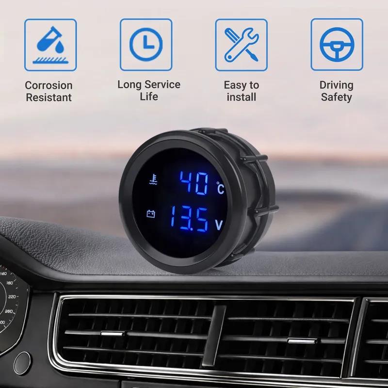 52mm Car Digital Turbo Boost Gauge Oil Pressure Gauge LED Double Display Water Temperature Voltage Gauge Fit for 12v/24v Cars