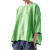 Top de Algodón y Lino de Manga 3/4 para Mujer Tallas Grandes para Primavera y Verano