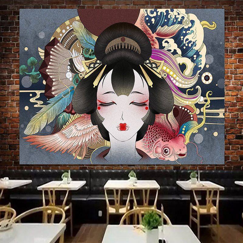 VIKAMA Japanesestyle Ukiyoe Tapestry Wall Hanging for Bedrooms and Living Rooms JapaneseStyle Store Bar Counter Decoration