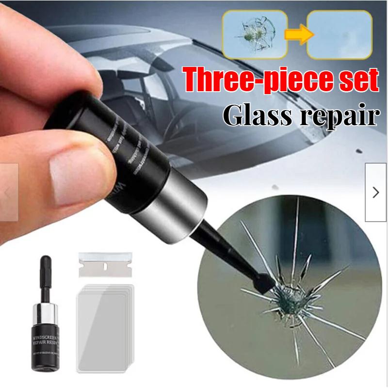 Three-piece Set Car Glass Repair Window Cracks Gone Kit Remove Scratch Automobile Truck Motorcycles Broken Repair Windscreen Crack Recovery Set