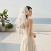 Soft Mesh Bridal Wedding Veil Hair Clip Short Tulle Veil Butterfly Mesh Headpiece  Civil Wedding