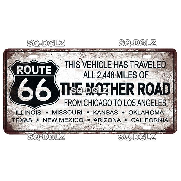 ROUTE 66 Metal Sign Tin Sign Licenses Plate Garage Decor Plaque Vintage Man Cave Bar Pub Club Home Wall Decor Garage Poster