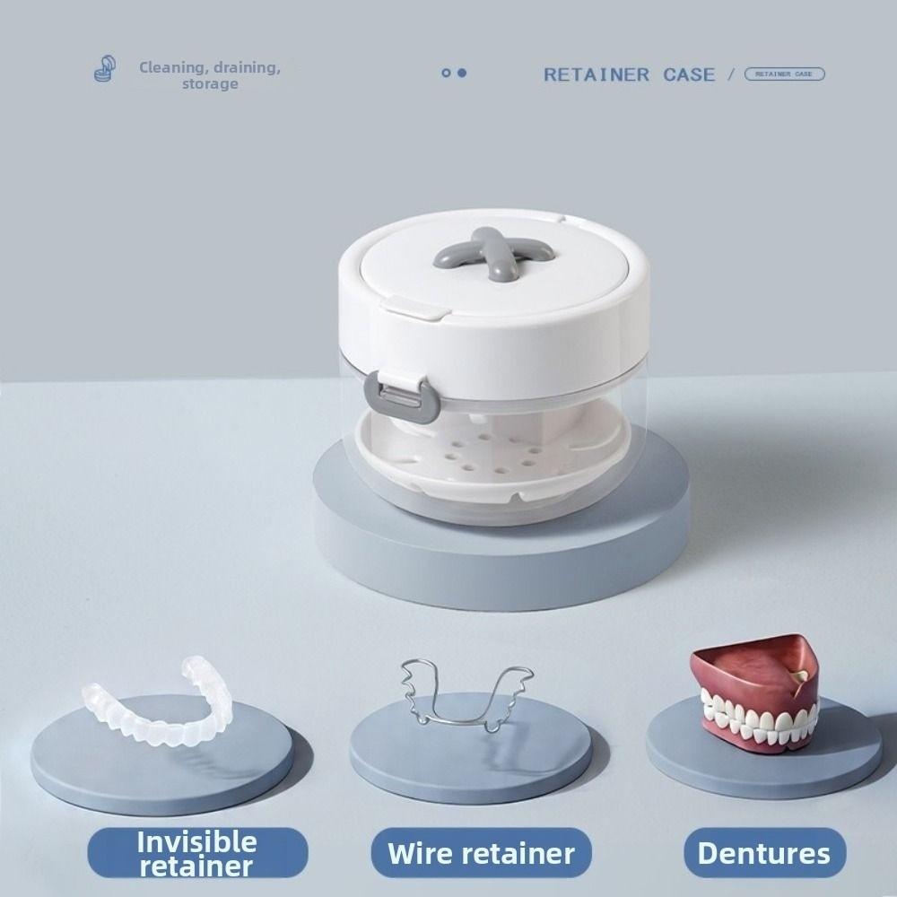 Portable Braces Storage Box Drainable Design Denture Soak Cup For Denture Storage