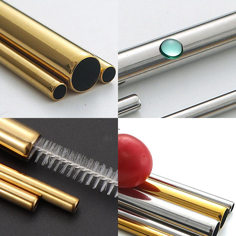 3Pcs Stainless Steel Straw Sets Metal Reusable Straight Bent Drinking Straw With Cleaning Brush Party Juice Drinks Utensils