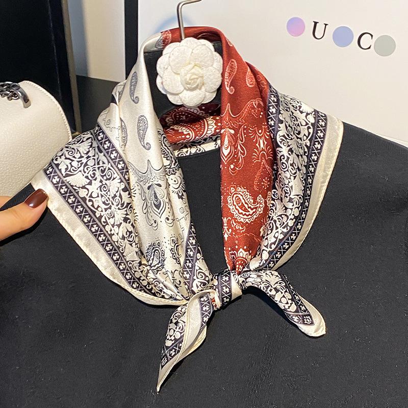 100% Natural Real Silk Scarf Women High Quality Square Fashion Print Hair Neckerchief Lady Shawl Wraps Hijab Bandana Scarves