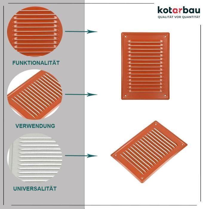 Grille D'aération KOTARBAU 230x165 Mm Grille D'évacuation D'air À Visser Avec Moustiquaire Résistante À La Corrosion Rouge Brique