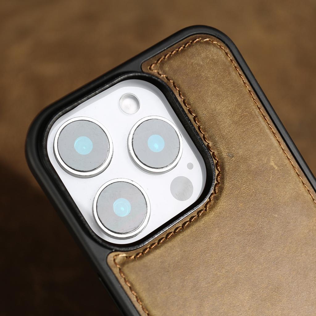 Retro Crazy Horse Pattern Genuine Leather Case For iPhone 16 Pro Max 15 14 13 12 11 Luxury Cowhide Back Cover Protective Shell