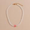 Personality popular, pearl mix and match flower beaded necklace women's simple collarbone chain choker