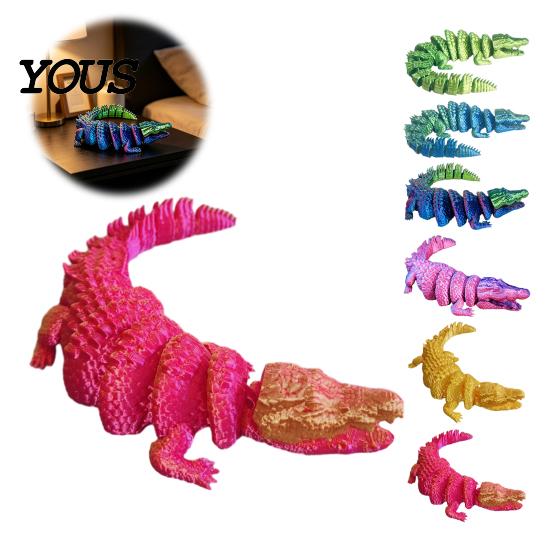 3D Printed Fidget Animal Crocodile Toy, Articulated Figurine, Realistic Flexible Party Favors for Children Reptile Sensory Desk Ornament Stress Relief