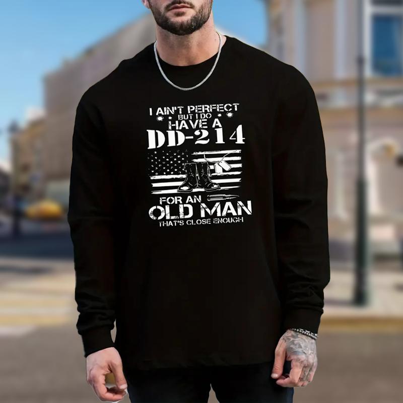 Shoe Letter Combination Print Men's Tshirts Long Sleeve Tees Round Neck Casual Pullover Men's Clothing Plus Size
