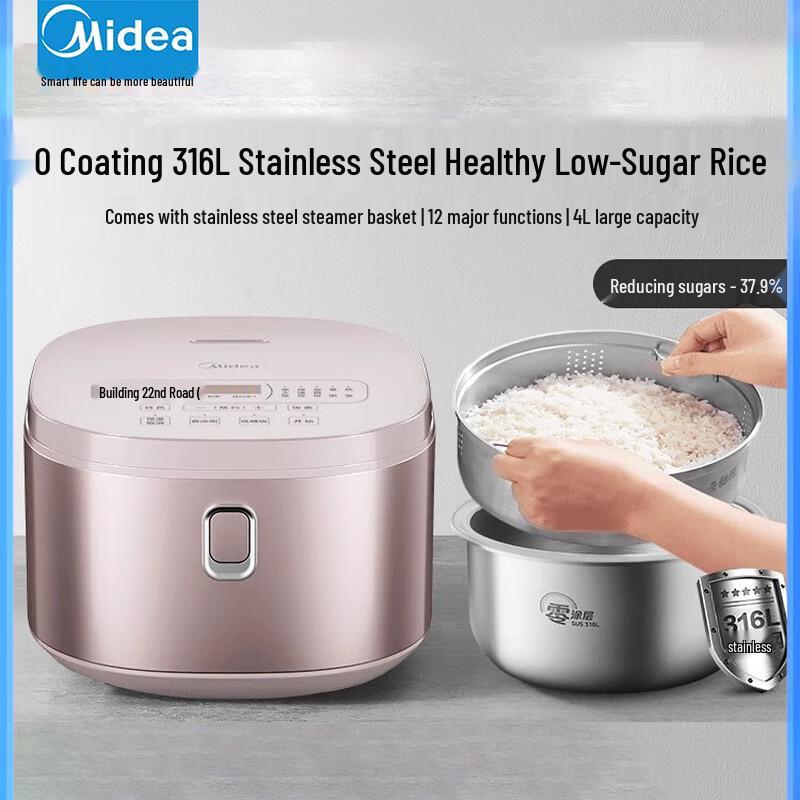 Midea 4L Low Sugar Rice Cooker with 316L Stainless Steel Pot
