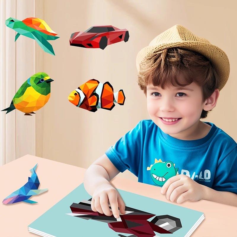 Sticker Book Crafts For Kids Ages 4-8 Sticker By Number For Brain Games Gifts Funny Travel Toy Cartoon Anime Car Puzzle Stickers