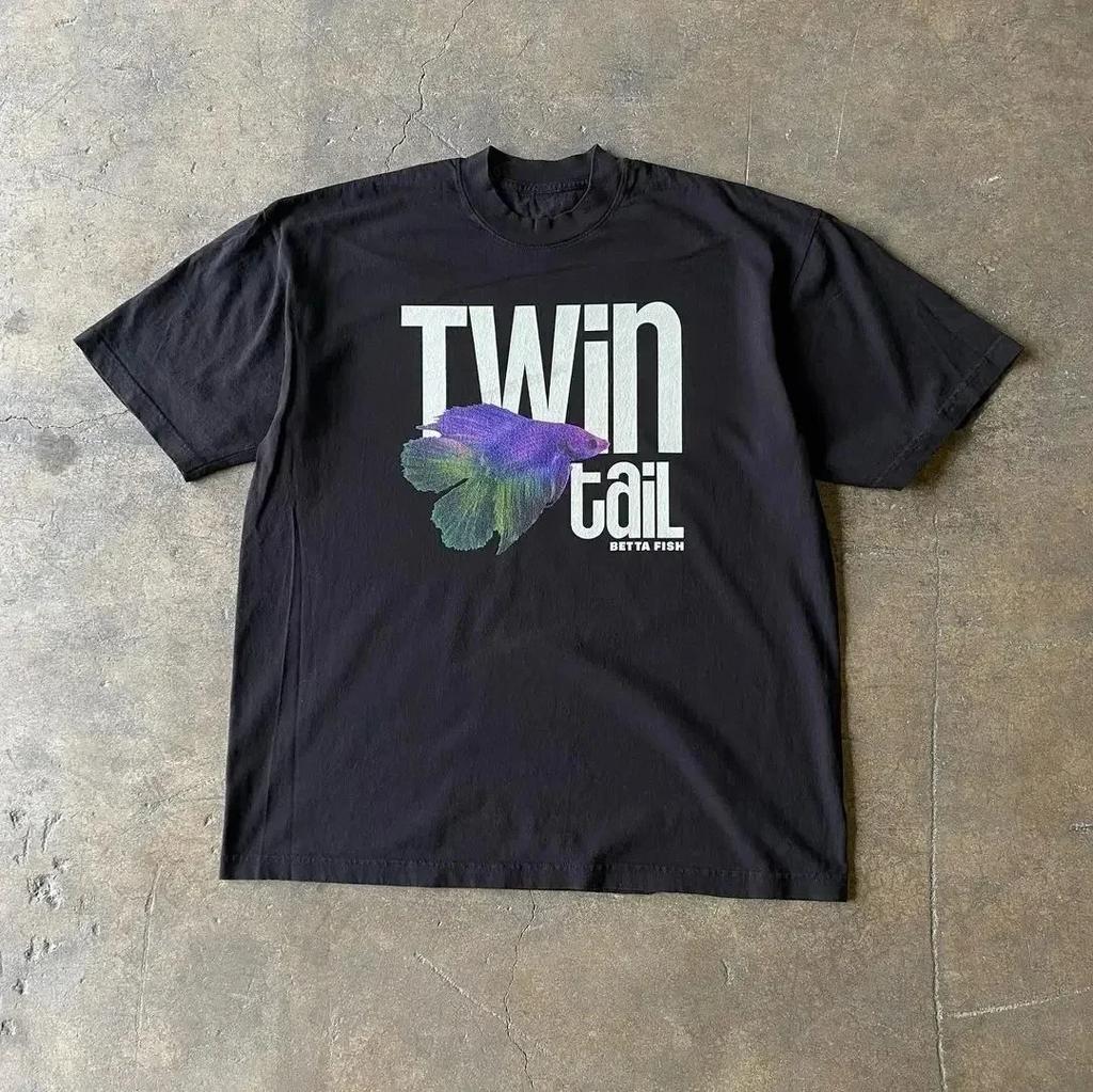 2025 Letní T-shirt s potiskem třešní, prané, s kulatým výstřihem, gotické, klasické, Y2K, nadměrná velikost, dámské tričko, oversized bavlněné tričko