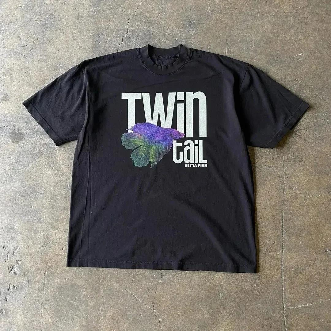 

2025 Летняя футболка с принтом вишни, выстиранная, с круглым вырезом, готическая классика, Y2K, большого размера, женская футболка, оверсайз, хлопковая футболка 4XL