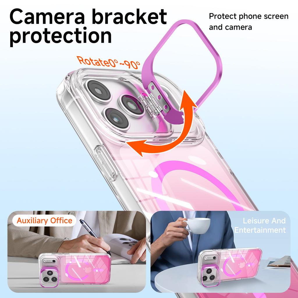 Applicable to 16 gradient girly phone case iPhone 17 pro bracket transparent magnetic phone case