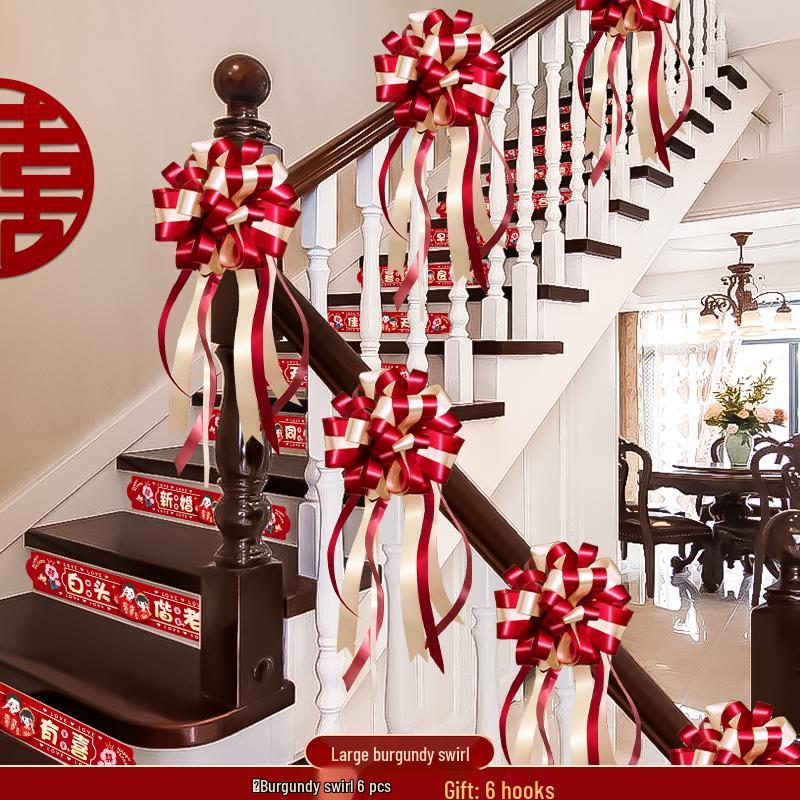 Wedding Stair Railing Decoration Set: Groom s New Home Arrangement with Floral Accents