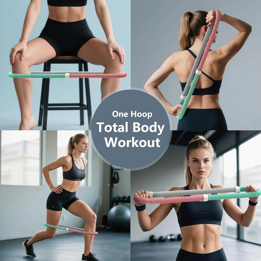 Vážená měkká pružinová hula hoop pro dospělé – 3,3 lb skládací fitness obruč, přenosné zeštíhlující cvičební vybavení