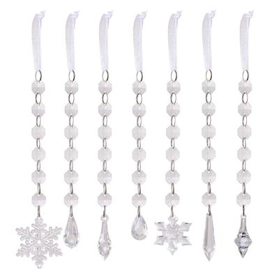 6pcs/set Transparent Acrylic Ice Pendants Acrylic Crystal Prisms Christmas Tree Hanging Sparkling Snowflake Ornament Home