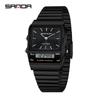 SANDA 3364 Watch Luminous Alarm Clock Calendar Watches for Man Fashion Men Electronic Quartz Watch Multifunctional Dual Display