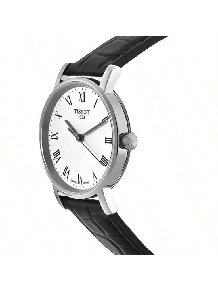 Lady's quartz watch, white dial, stainless steel, leather strap, elegant & business-appropriate, high quality, daily wearable, T109.210.16.033.00