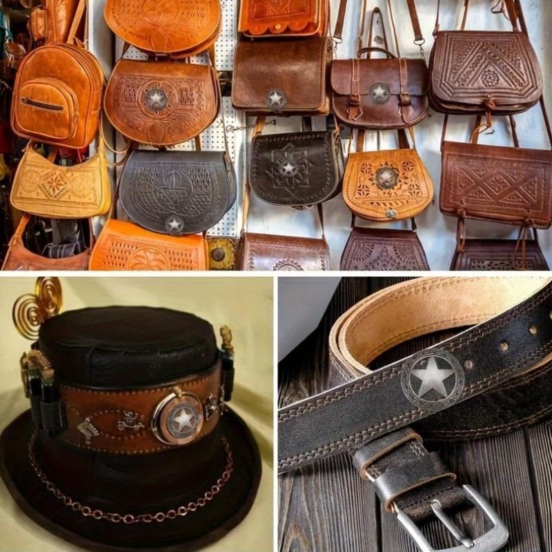 12 st/6 set Vintage Silver Conchos 12 st Legering Skruvbakade Nit för Läderhantverk DIY Rodeo Hantverk Bälten Väskor och Tillbehör.