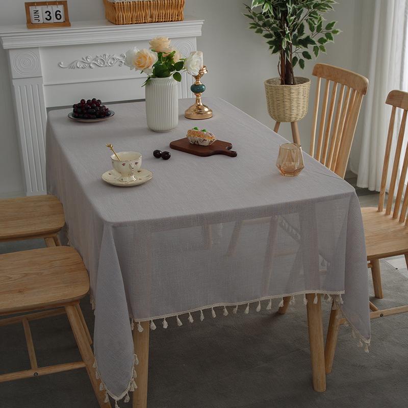 Luxuriöse einfarbige wasserdichte Baumwoll-Leinen-Tischdecke für Ess- & Couchtische