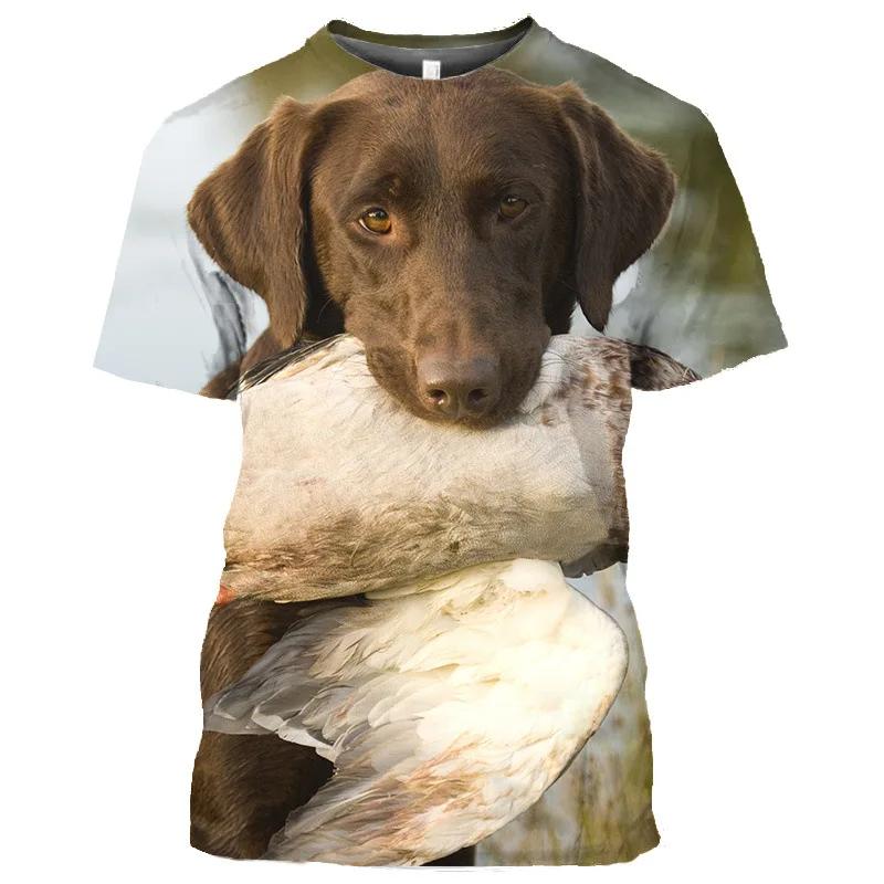 Duck Hunting Dog Pattern Men's T-shirt 3D Animal Print Short Sleeved Top Harajuku Style Comfortable Casual Streetwear