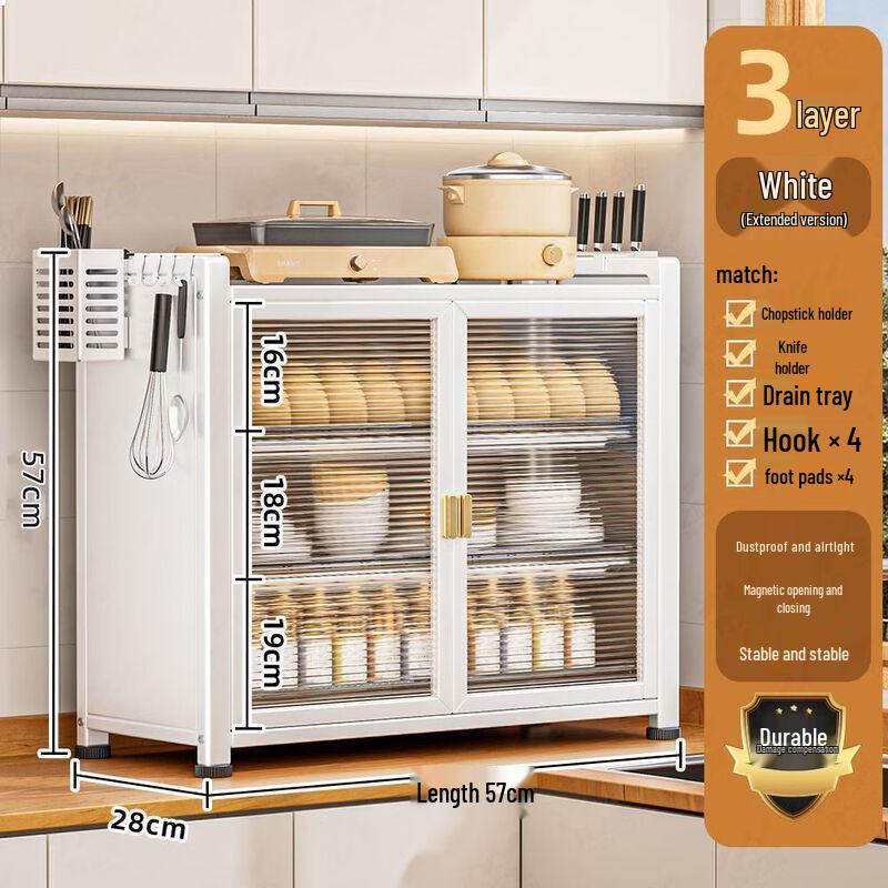 Handun Ivory White 3-Tier Kitchen Dish Drying Rack