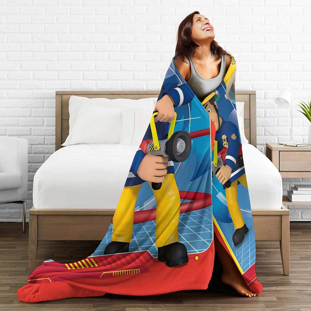 Firemans Sams Flannel Blanket Winter  Super Warm Throw Blanket for Girls Boys Outdoor Pattern Bedspread Sofa Bed Cover