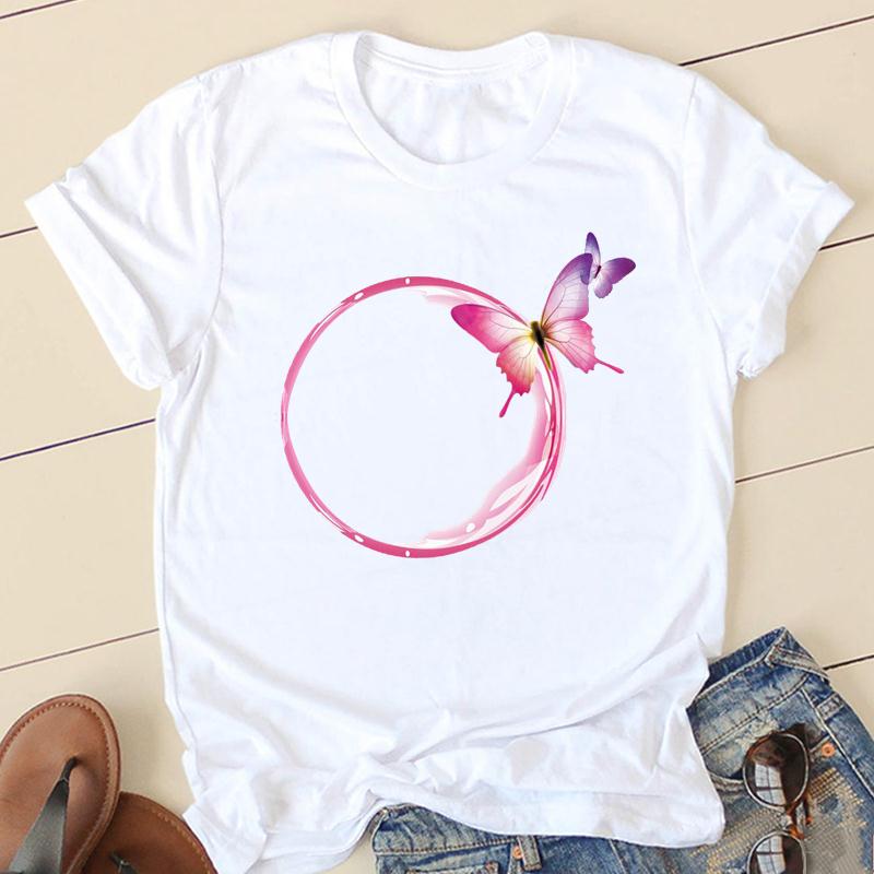 Clothes T Women Short Sleeve Casual Fashion Tshirt Summer Butterfly Flower Spring Top Female Tee Shirt Lady Graphic T-shirts