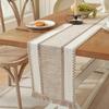Knitted Table Runner Bohemian Table Runner with Tassels Rustic Table Runner for Farmhouse Dining Table Dresser Decoration
