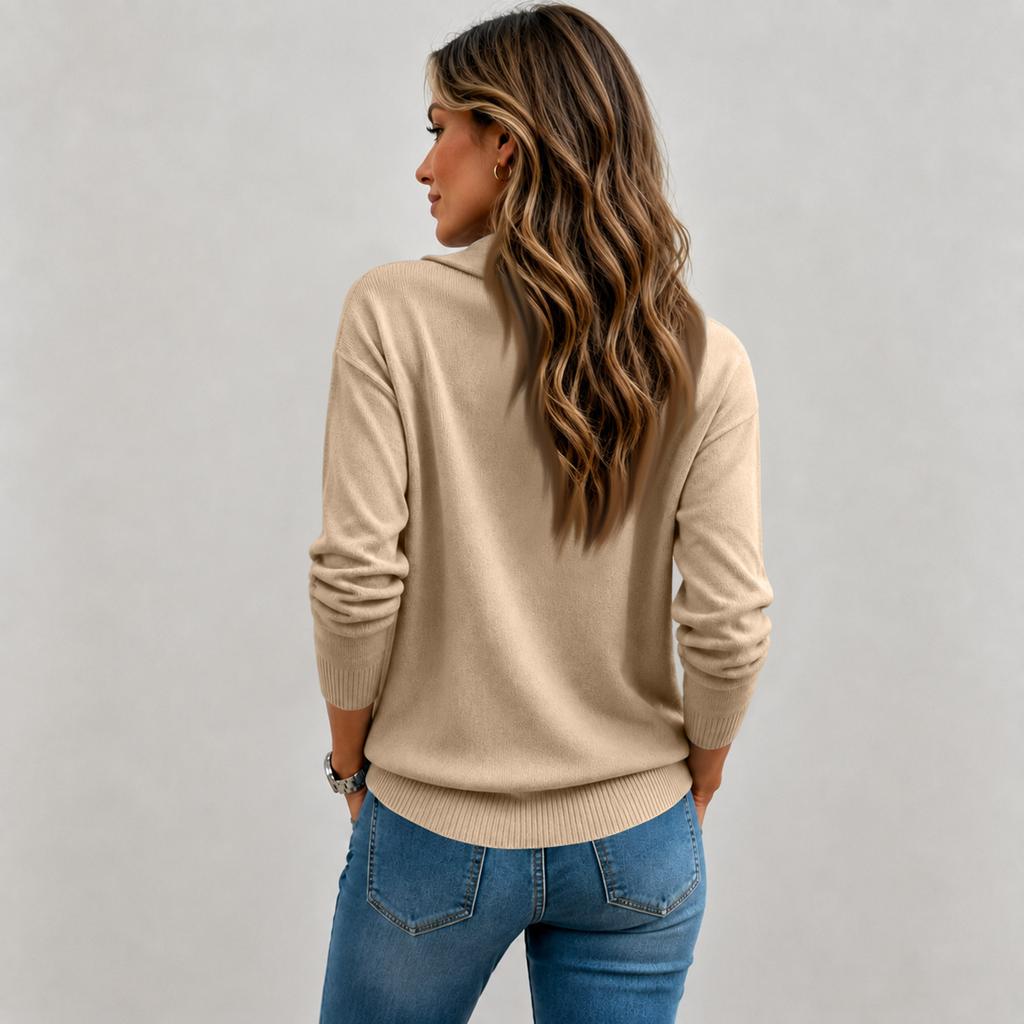 Women's Color Knit Sweater with for Fall Winter Everyday Wear