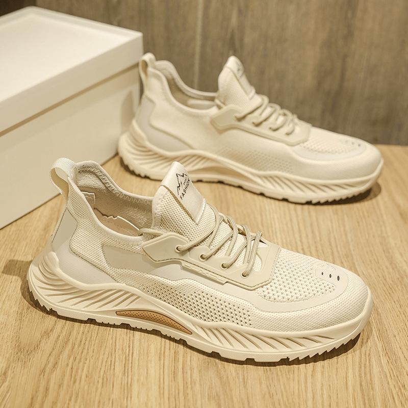 Niche silver and white dad shoes spring and summer new flying saucer running shoes heightening sports 39 песочный