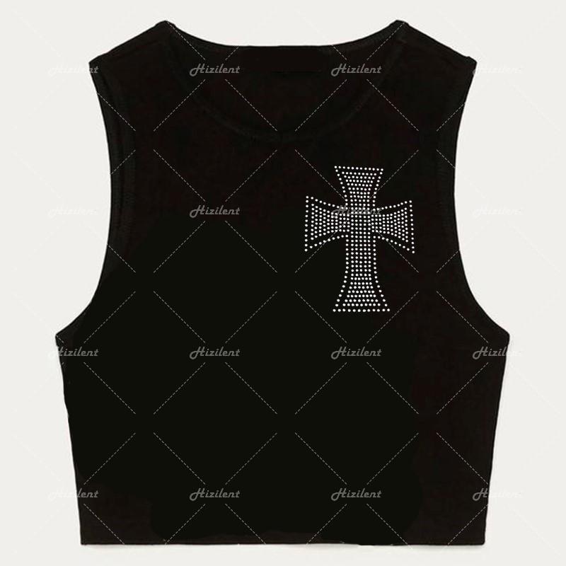 

Летний облегающий короткий топ, сексуальный черный женский топ без рукавов с принтом Water Diamond L