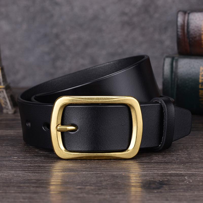 Men'S Leather Belt Cowhide Pin Buckle Belt Casual Pants Belt
