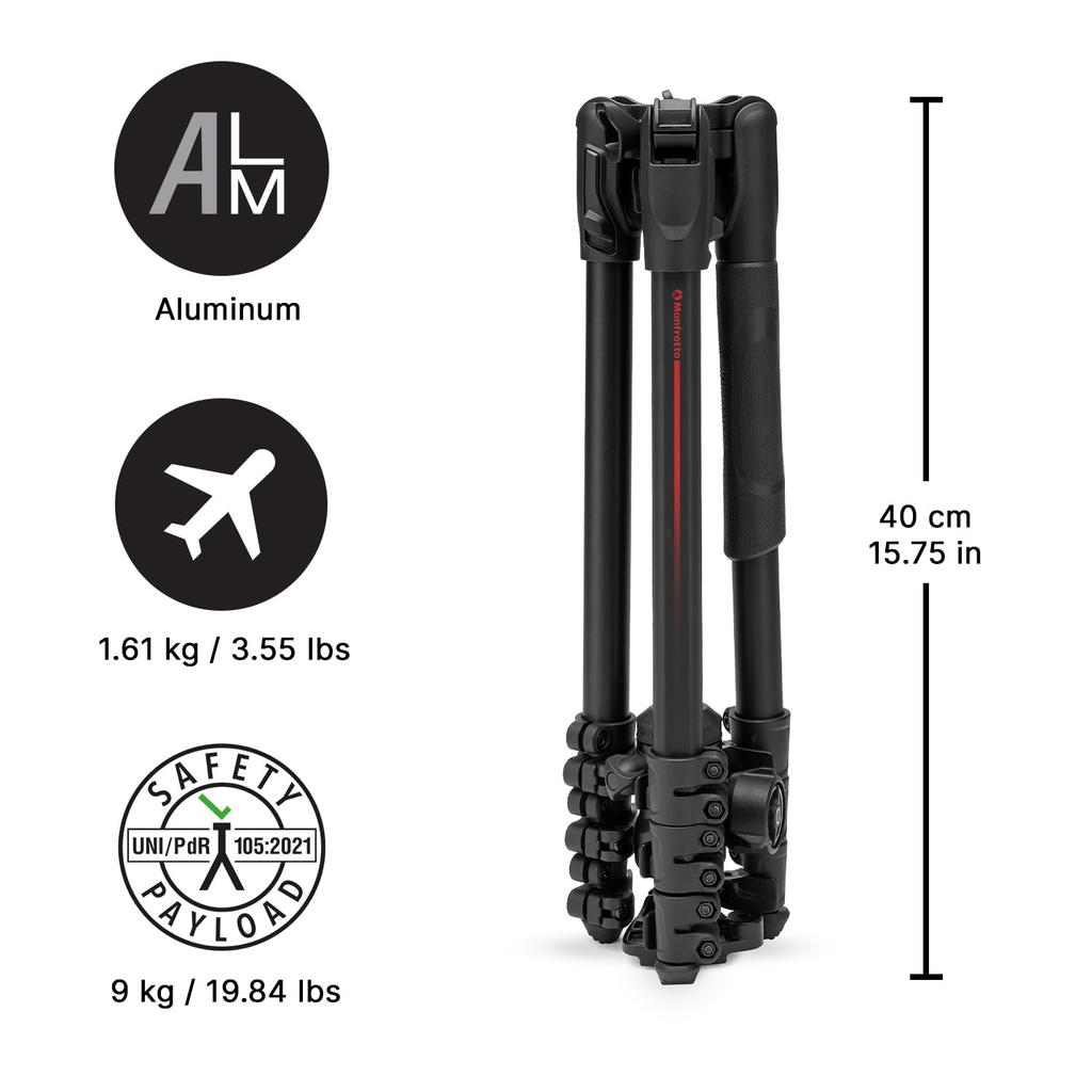 Manfrotto Befree Advanced AS Camera Tripod Lever Lock Compatible Portable Compact Aluminum Travel Tripod Kit Ball Head for DSLR Camera Mirrorless